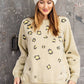 Long Sleeve Leopard Print Washed Terry Sweatshirt