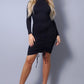 Sexy Long Sleeve Mock Neck Side Or Twist Ruching Dress