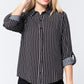 3/4 Roll Up Slv Stripe Print Shirt