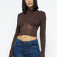 Knit Crop Top With Bottom Mesh