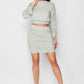 Ruched Long Sleeve And Skirt Set