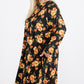 Floral Mock Neck Hidden Pocket Round Hem Midi Dress