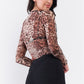 Brown Cheetah Sheer Mesh Mock Neck Long Sleeve Bodysuit