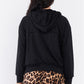 Black Oversize High Neck Zip-up Detail Draw String Tie Hoodie Sweatshirt