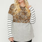 Plus Size Color Block Hoodie Featuring A Cheetah Print