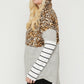 Plus Size Color Block Hoodie Featuring A Cheetah Print