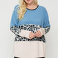 Plus Size Color Block Top Featuring A Leopard Print Top