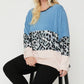 Plus Size Color Block Top Featuring A Leopard Print Top