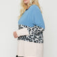 Plus Size Color Block Top Featuring A Leopard Print Top