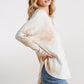 Tie Dye Round Neck Ribbed Button Front Top With Round Hem