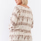 Plus Ivory Acid Wash Print Bateau Neck Relaxed Fit Long Sleeve Top