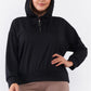 Plus Black Oversize High Neck Zip-up Detail Draw String Tie Hoodie Sweatshirt