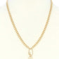 Oval Charm Curb Link Metal Necklace