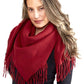 Solid Color Blanket Scarf With Fringes