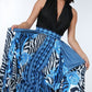 Animal Chain Print Denim Tacked Maxi Skirt In Black Gold