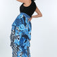 Animal Chain Print Denim Tacked Maxi Skirt In Black Gold