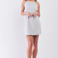 Light Grey Cotton Sleeveless Back Criss Cross Straps Square Neck Side Pockets Apron Mini Dress