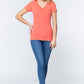 Short Slv V-neck Henley Knit Top