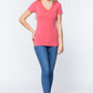 Short Slv V-neck Henley Knit Top