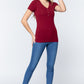 Short Slv V-neck Henley Knit Top