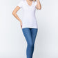 Short Slv V-neck Henley Knit Top