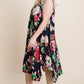 Plus Size Floral Bulgari Printed Tank Midi Dress With Asymmetrical Hem