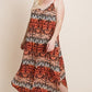 Plus Size Tie Dye Ombre Damask Print Anna Print Cami Maxi Dress