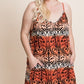 Plus Size Tie Dye Ombre Damask Print Anna Print Cami Maxi Dress