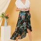 Floral Ruffle Skirt With Trim High Low.