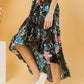 Floral Ruffle Skirt With Trim High Low.