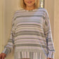 Plus Sage & Lavender Stripped Super Soft Sweatshirt