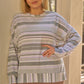 Plus Sage & Lavender Stripped Super Soft Sweatshirt