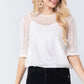 Elbow Slv Dot Mesh Top W/inner Cami