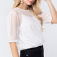 Elbow Slv Dot Mesh Top W/inner Cami