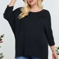 Solid Round Neck 3/4 Sleeve Sweater Top