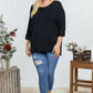 Solid Round Neck 3/4 Sleeve Sweater Top