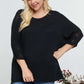 Solid Round Neck 3/4 Sleeve Sweater Top