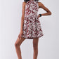 Burgundy & White Floral Crew Neck Sleeveless Fitted Mini Dress