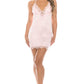 2 Piece Satin Lace Trimmed Slip Set With Matching Thong