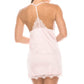 2 Piece Satin Lace Trimmed Slip Set With Matching Thong