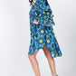 Puffy Ruffle Sleeve Smocking Off Shoulder Print Midi Dress