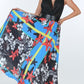 Pleated Print Maxi Skirt With Leather Waist Band