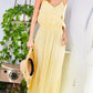 Adjustable Shoulder Strap Button Down Waist Elastic Bottom Contrast Lace Maxi Dress