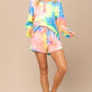 Tie-dye Printed Knit Top And Shorts Set