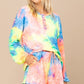 Tie-dye Printed Knit Top And Shorts Set