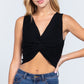 Sleeveless V-neck Twist Knot Knit Top