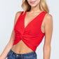 Sleeveless V-neck Twist Knot Knit Top