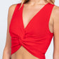 Sleeveless V-neck Twist Knot Knit Top