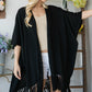 Draped Poncho Cardigan With String Detail