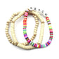 Fashion Wood Rubber Disc Bead Beach Letter Stretch Multi Bracelet